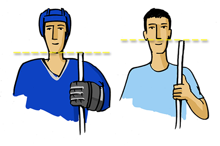Dĺžka hokejky podľa výšky hráča